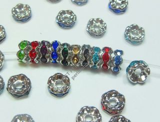 50 CRYSTAL STRASS RONDELL Spacer Perlen MIX 6mm#R171