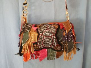 Damentasche Tasche Leder Multicolor UVP 159,00 # HT 5610