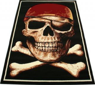 ! Piraten Teppich Pirates SKULL schwarz rot 120/160 cm