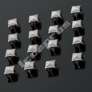 100x 6mm Metall DIY Pyramiden Nieten Ziernieten Gothic Silber Fa