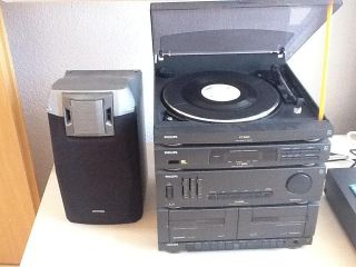 Stereoanlage mit Plattenspieler + 2 Boxen, Philips CD 162 extra