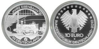 Euro Silber 2010 D PP original 175 J. Eisenbahn in Deutschland