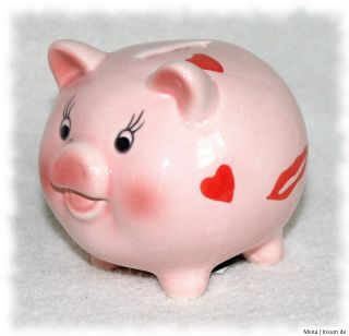 Sparschwein, Spardose, rosa Schweinchen mit Herzen, 10 cm, NEU & OVP