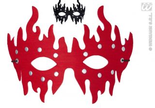 Augenmaske Flamme m. Nieten, Maske rot o.schwarz, Karneval Gothic