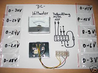 Analog Einbau Volt  und Amperemeter DC Spiegelskala