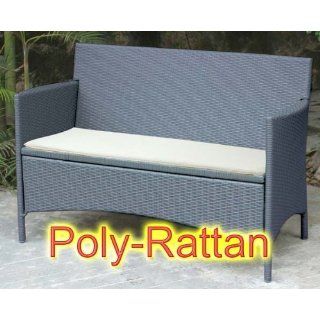 Poly Rattan Sofa + Gartenbank 118x48x77cm ~ anthrazit 