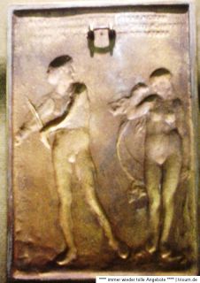 Reliefplatte Orpheus und Eurydike um 1900, Bronze Relief nach Peter