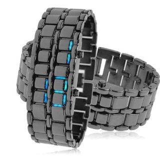 LEDz Blaue LED Schwarz Edelstahl Armband Herrenuhr LEDG011 Digitale