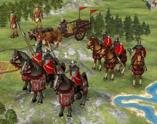 Während im Mittelalter berittene Landsknechte in die Schlacht ziehen