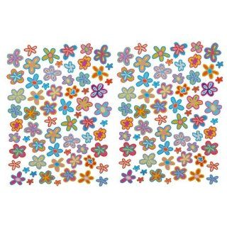 Aufkleber / Sticker   wasserfest   bunte Blumen 132 Stück   Sticker