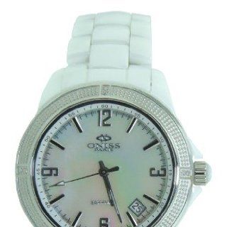 Oniss ON793 L Womens Ceramic Diamond Mother of Pearl Dial Watch