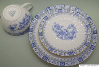 3tlg Kaffee Tee Gedeck Tasse Kuchenteller Porzellan Bavaria China Blau