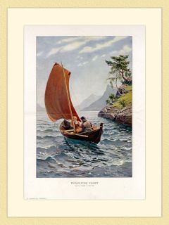 Fröhliche Fahrt Segelboot an der Küste Kind von Hans Dahl 1903 SEE