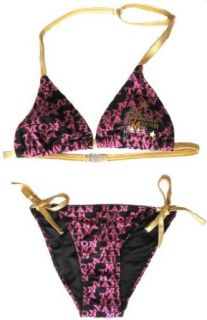Triangle Bikini schwarz pink, Gr. 12 Jahre/152 Bekleidung