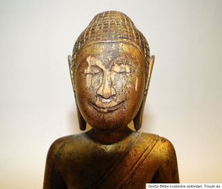 ANTIKE FIGURALE DARSTELLUNG LACHENDER BUDDHA ASIATIKA SCHNITZKUNST VOR