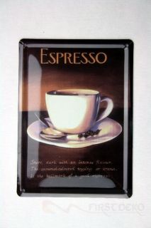 Blechschild Karte Küche Wanddeko Cafe Espresso Dekoration 8x11 cm NEU