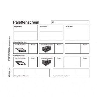 Palettenschein DIN A5 quer (210 x 148 mm) Block á 25 Satz 4 fach