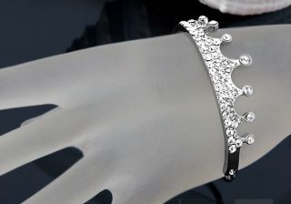 18mm Metall Armband Armreifen Armspange Krone Strass Silber