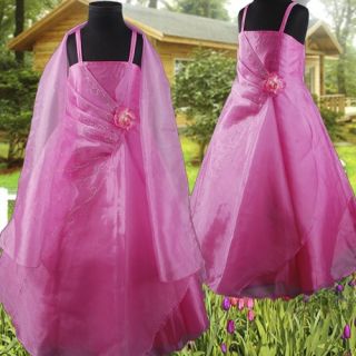 R247 Kinder Blumenmädchen Kleid Abendkleid Rosa Festkleid mit Schal