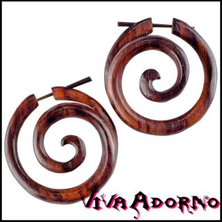 Holz Ohrringe Holz Creolen 3D Spiralen Sono Wood Naturschmuck Kreolen