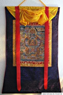 Thangka Leben des Buddha Masterpiece mit Gold ~ Buddhas life ~ Thanka