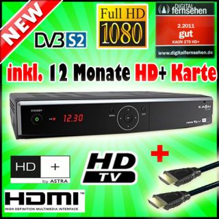 Receiver mit 12 Monate Karte Satelliten HDTV HD Plus HDMI   Kaon 275