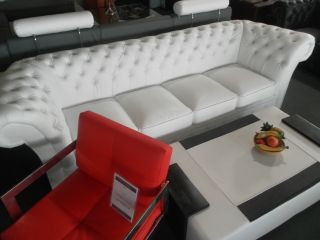 CHESTERFIELD 270cm Big Sofa Couch LEDER SOFA 4 SITZER GARNITUR SOFORT