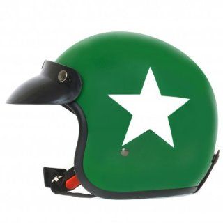 Vintage Helm ähnlich wie retro Vespa Helm grün mit weißem Stern