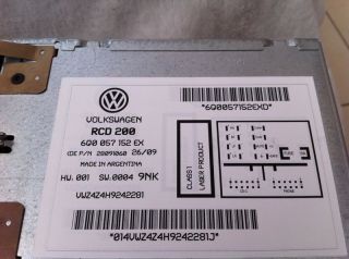 VW RCD200  CD Radio   blaues Display   z. B. für Polo 9N3 (2005