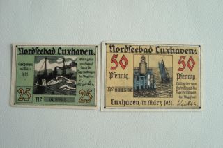Notgeld Nordseebad Cuxhaven 25 Pfennig, 50 Pfennig März 1921 (745