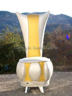 BRETZ Sessel NEU LUCKY STUHL Designer LEDER Ledersessel gelb weiß
