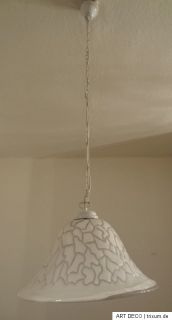 Art Déco Jugendstil Lampe Hängeleuchte Muranoglas Weiß mit