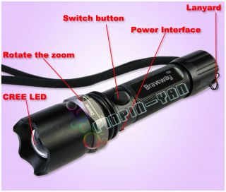 Zoom Swat Police Q5 LED Flashlight Torch 3 mode 380LM +2x 18650