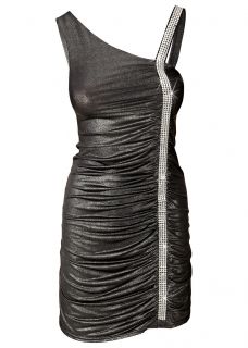 One Shoulder Kleid Gr. 42 Schwarz Silber Abendkleid Damenkleid Neu