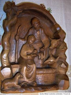 Exklusive, wunderschöne Holzschnitzerei   Krippe Maria und Josef mit