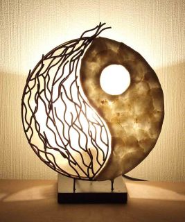Leuchte Lampe Yin Yang, Metall und Perlmutt, ca. 30 cm