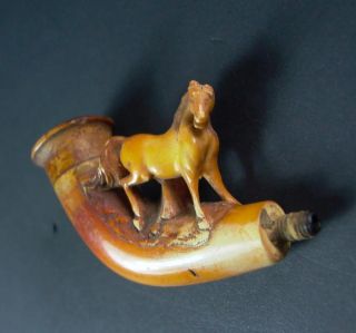 antike Meerschaumpfeife   Pfeifenkopf in Schatulle   Pferd