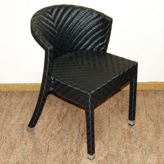 4er Set Poly   Rattan Sessel Stuhl schwarz braun Bistro Gartenmöbel