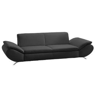 Max Winzer Sofa 2, 5 Sitzer Wave (Leder Optik schwarz) 