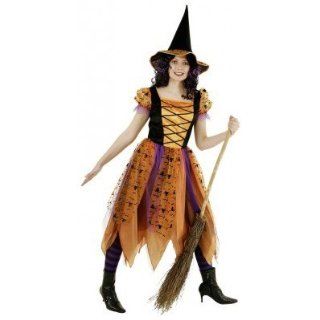 orangene Hexe Witch Kostüm Halloween Gr. 40 42 mit Hut 
