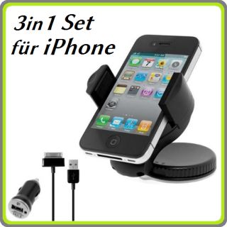 SET Auto KFZ Handyhalterung USB Adapter Kabel für iPhone 4 4G 4S 4GS