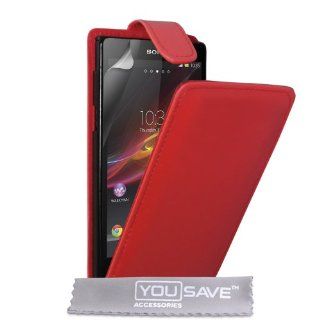 Sony Xperia Z Tasche Rot PU Leder Flip Hüllevon Yousave Accessories