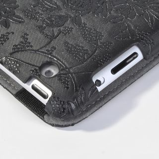 Schwarz Blummen Edles iPad 2 & 3 Smart Cover Leder Case Schutz Hülle
