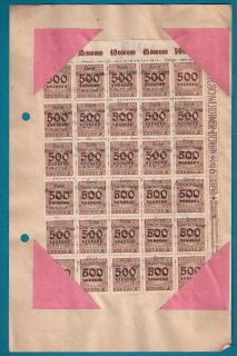 Altes Infla Blatt,Mit Mi.313 Aufdruck Gebt Deutschland seine Kolonien