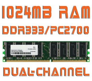 1GB RAM Speicher DDR RAM PC2700 333 MHZ PC333 1024MB 1