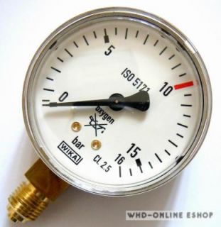 Wika   Schweißtechnik Manometer/Sauerstoff 0 bis 16bar, G1/4, ø63mm