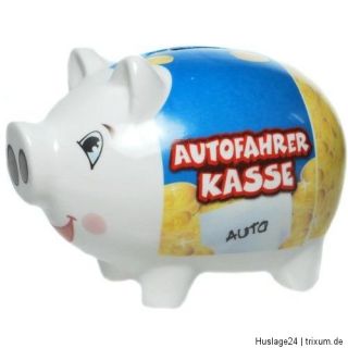 Sparschwein AUTOFAHRER KASSE Spardose Sparbüchse Keramik fürs Auto