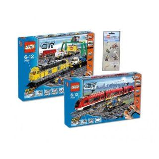 Lego City 7939 Güterzug 7938 Passagierzug und Sticker 