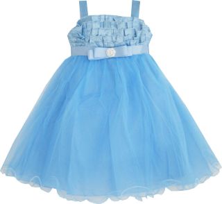Mädchen Kleid Gr.92 116 Blau Festzug Voll Länge Hochzeit
