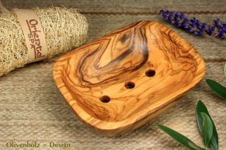 Seifenschale aus Olivenholz Ablage Holz 11 cm rechteckig